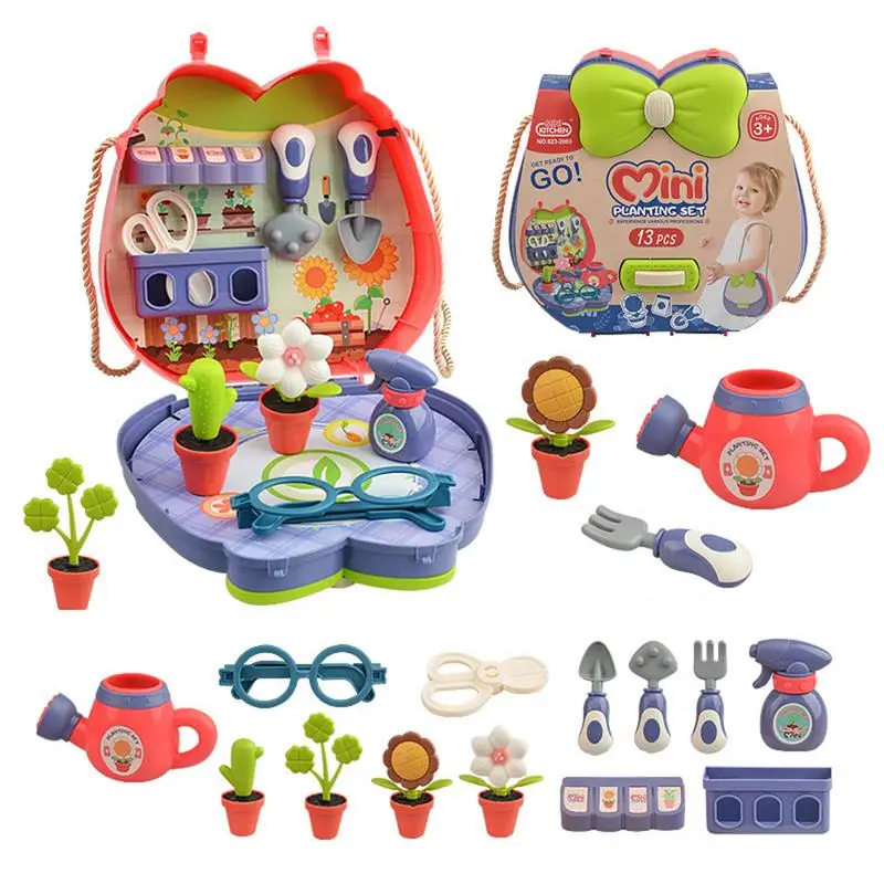 цена Garden Set For Kids Toddlers Colorful Gardening Tools Kits Pretend Play Toys  Fun Outdoor Indoor Gardening Toys Stem Gift
