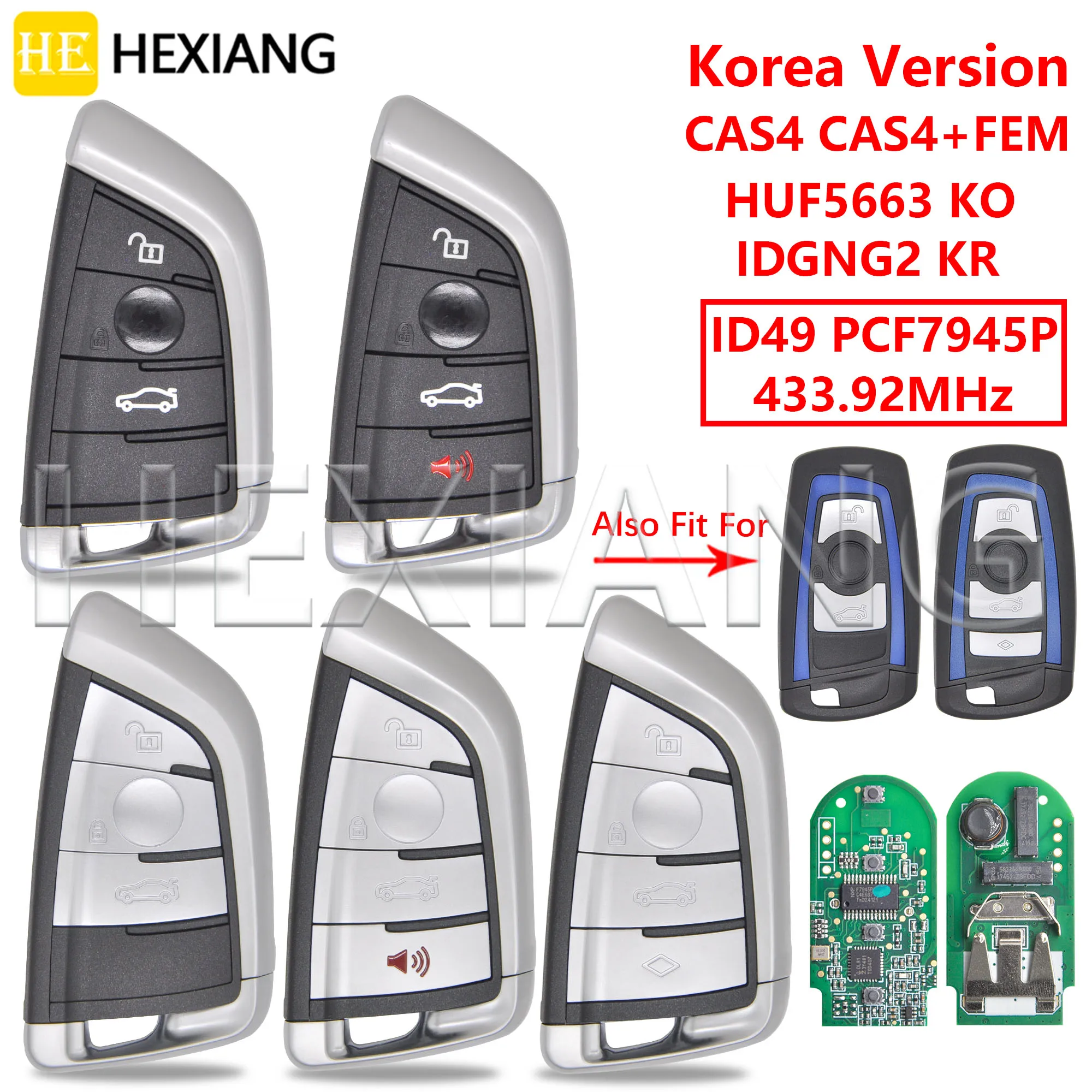 HE Korea Version IDGNG2 KR HUF5663 KO 433.92MHz ID49 PCF7945P Chip Proximity FEM Car Remote Key for BMW 3 5 Series X3 X5 X6