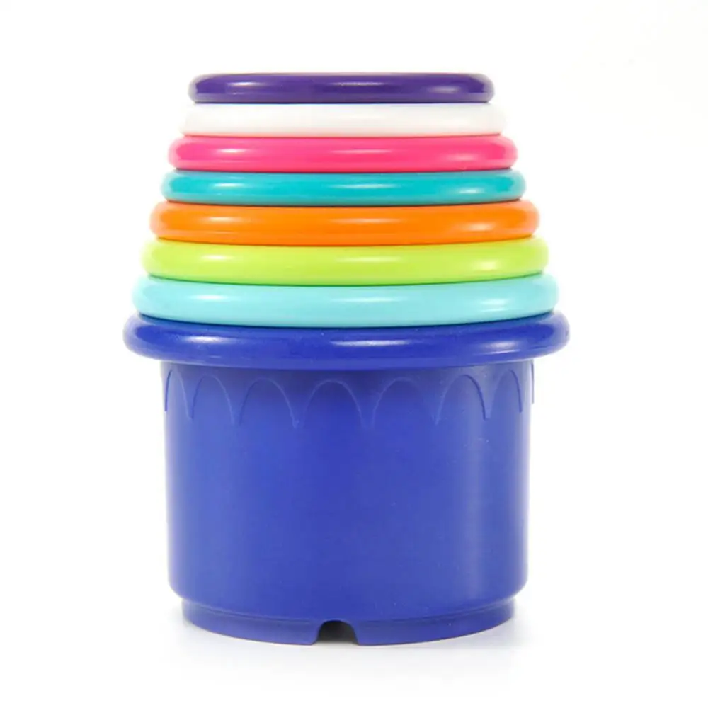 8Pcs/Set Baby Bathroom Beach Stacking Cup Children Kids Educational Develop Toys Sorting, Nesting & Stacking toys