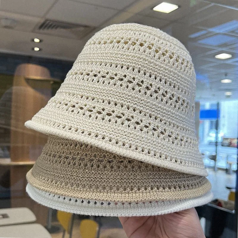 Ladies Hollow out Dome Bucket Hat - Lightweight Breathable Sun Protection for Summer, Daily Outdoor Beach Travel