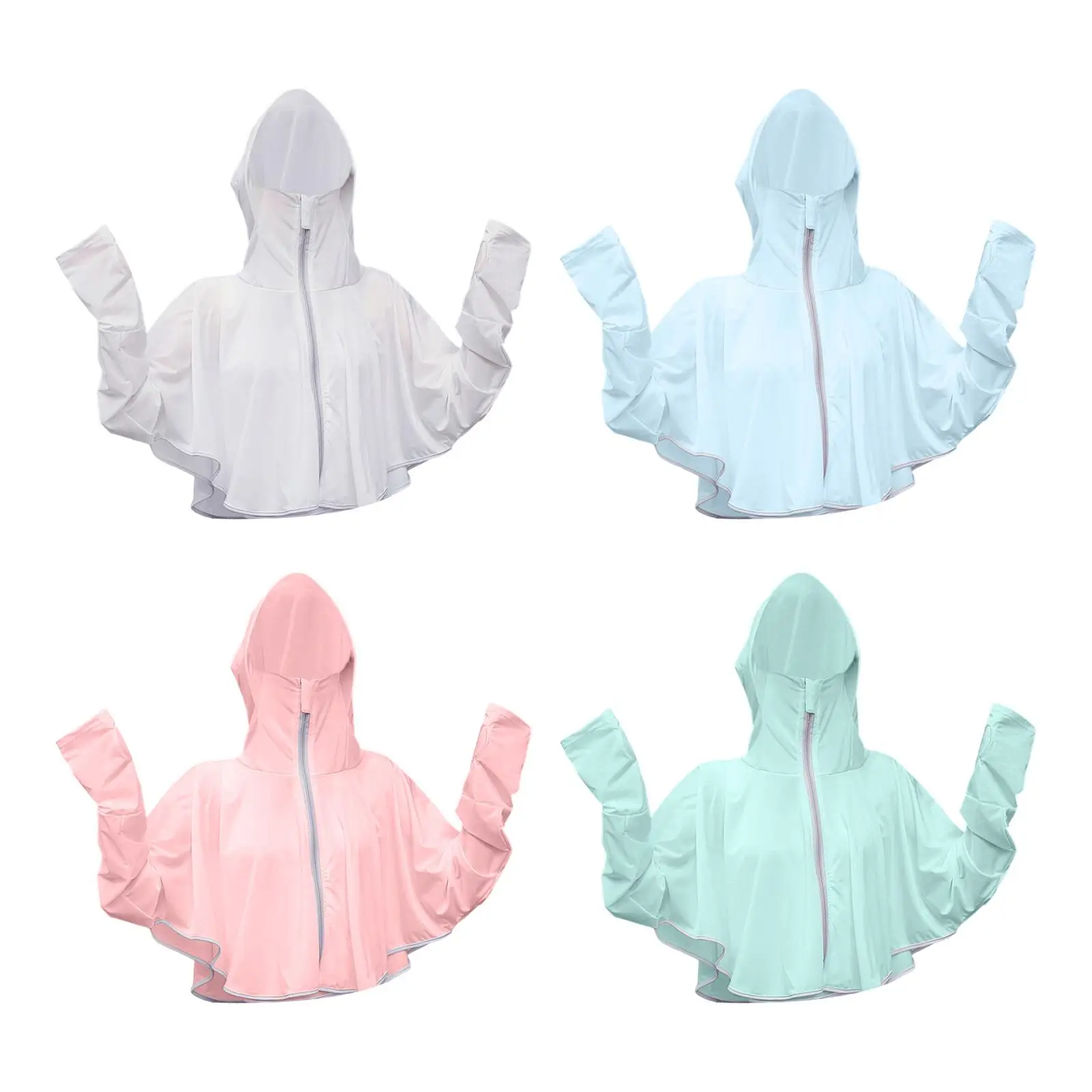 

Woman Hoodie Full Zip Cooling Shirts Summer Sunscreen Clothes Versatile Quick Drying Soft and Cool Machine Washable Long Sleeve
