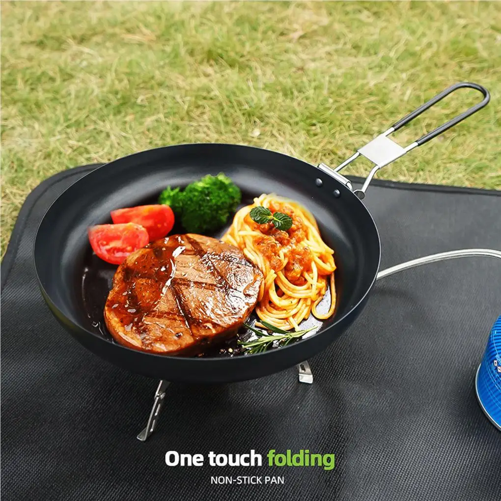 9Inch Cast Iron Pan Folding Non-Stick Frying Pan with Handle and Hang Hook  Portable Outdoor Camping Kitchen Steak Pan - AliExpress