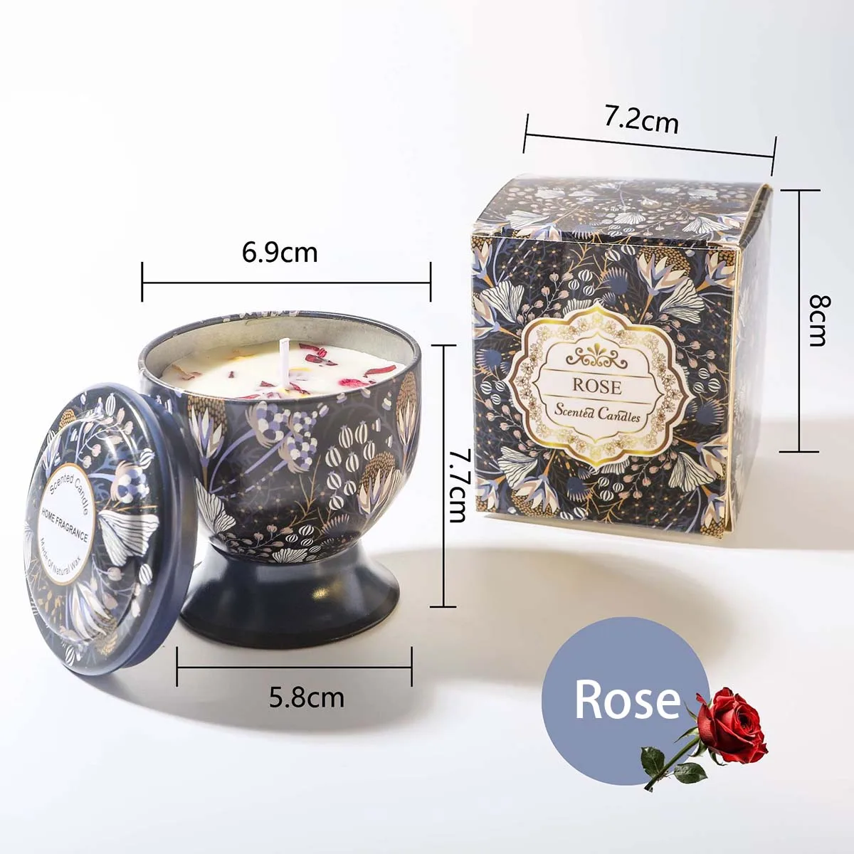 Elegant Floral Scented Candle Box - Rose & Lavender Fragrance