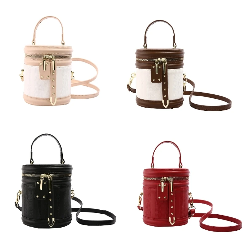 

PU Leather Crossbody Bag Fashion Women Small Shoulder Cylinder Bucket Handbag