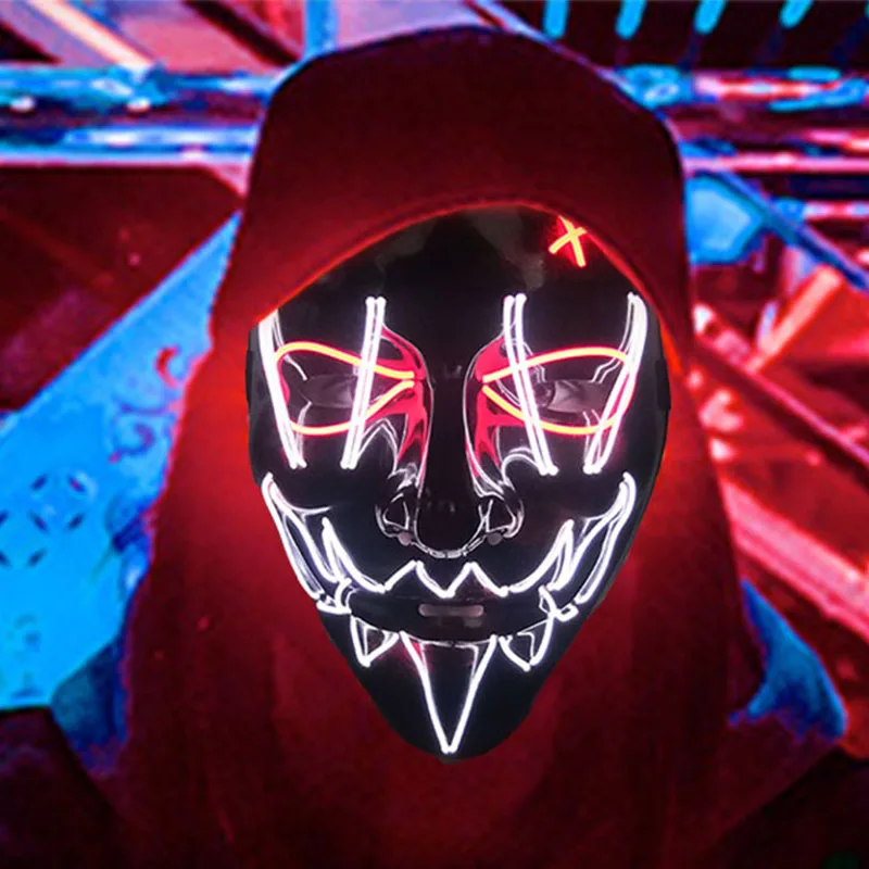 Costume de masque lumineux LED Halloween Horror Cosplay, masque lumineux  Tim, masque adulte lumineux pour les vacances, décor Hmatte Ypik -  AliExpress