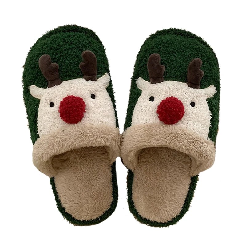 Plush Home Slippers For Men And Women 2023 Winter Creative Cute Christmas Elk Parent-child Cotton Slippers 4