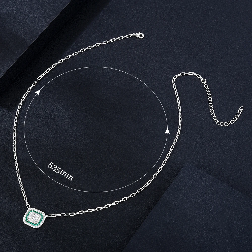 Soramoore Original Design Cute Green Square Pendant Necklace Personalized Stackable for women Wedding Party girlfriend Wife Gift