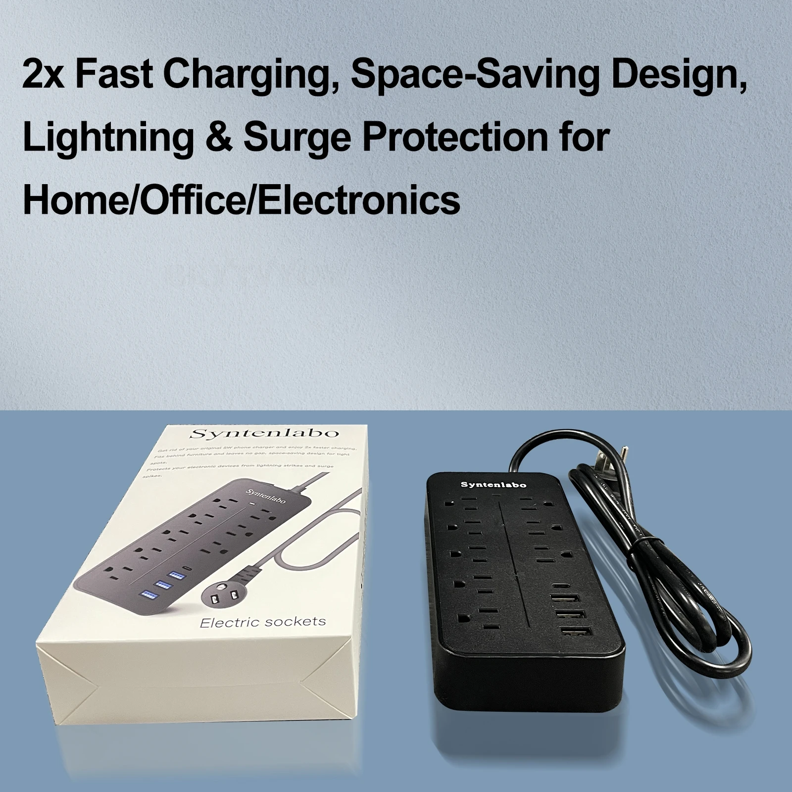 Syntenlabo Electric sockets - 12 AC Outlets & 4 USB Charging Ports, 2x Fast Char