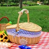 Simple Cute Wicker Carry-on Handle Storage Baskets Picnic Basket with Lid Fruit Food Basket Home Organization Accessories 2024 3