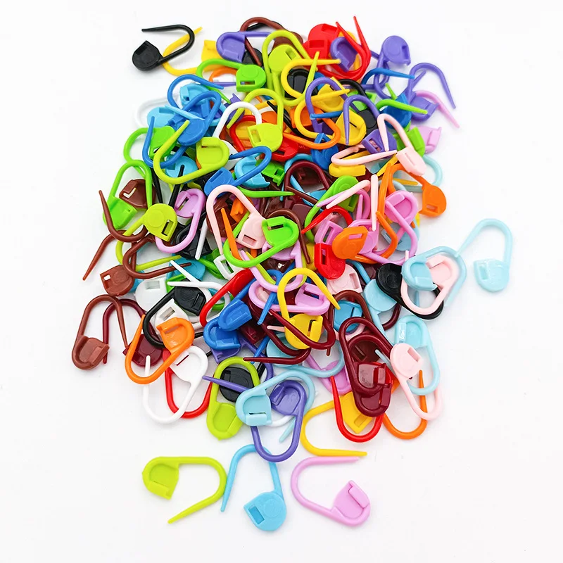 100Pcs Round Multicolor Plastic Knitting Crochet Locking Stitch Markers  Rings Needle Clips 