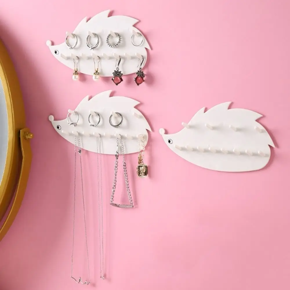 2Pcs Punch-Free Jewelry Storage Rack Dual Layer Wall Mounted Hedgehog Jewelry Hook Decorative Seamless Sticky Hook Living Room