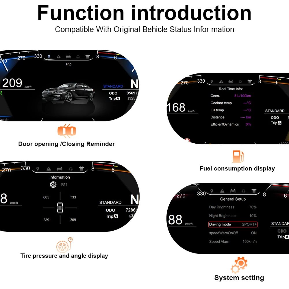 Panel de Instrumentos Digital para BMW E46 1999-2004, Cabina Virtual, Velocímetro, Compatible con CarPlay, Plug and Play 6