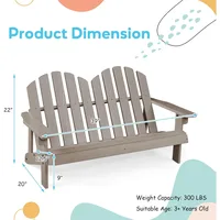 Chair 2-Seat - Children's Outdoor Chair with High Backrest, Arm Rest, 300 Lbs Capacity, Wood Double Loveseat 2