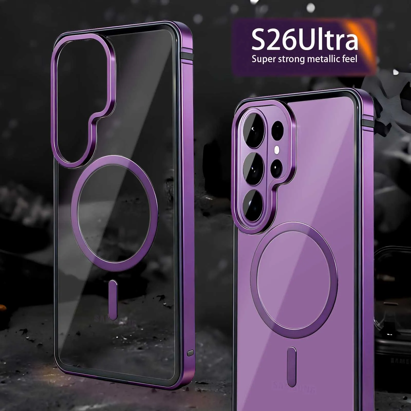 Sleek Aluminum Alloy Magnetic Phone Case with TPU and Transparent Protective Design