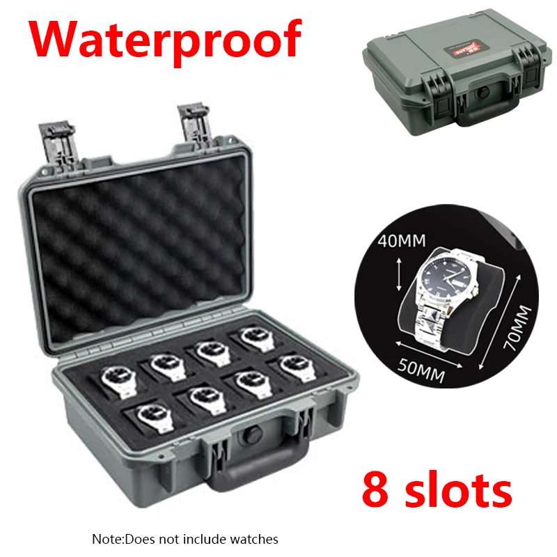 Portable Waterproof ABS Plastic Multi-Slot Watch Storage Case