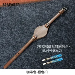 Women's Genuine Cowhide Leather 8mm Watchband - Waterproof & Breathable Strap - 8mm (Coffee - Steel - K1)