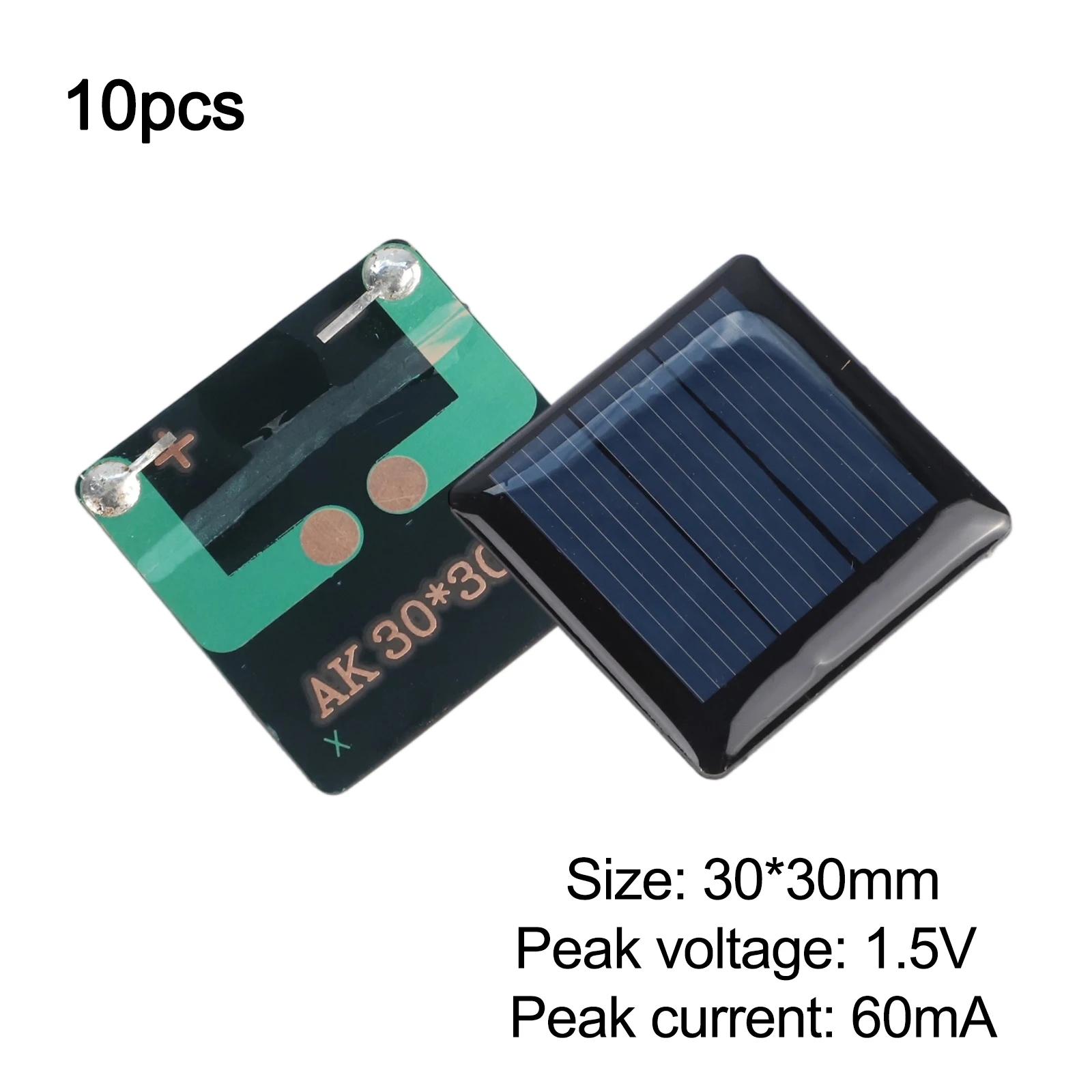 10 pezzi di mini pannelli solari da 1,5 V 60 mA 0,09 W 30 mm x 30 mm per progetti fai-da-te e piccoli dispositivi elettrici alimentati a energia solare - immagine 2