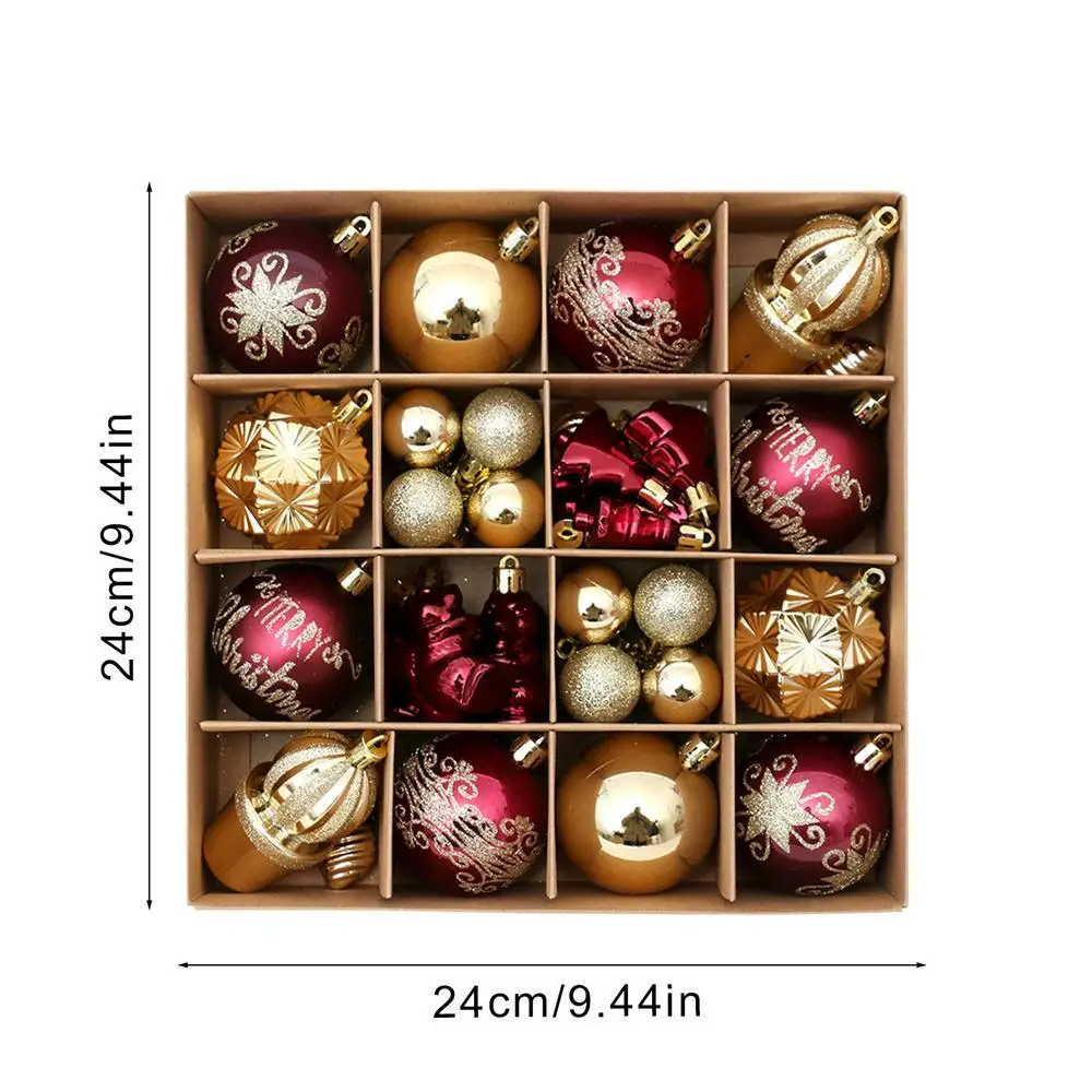 thumbnail image 1 of Juego de 42 adornos de bolas navideñas rojas y doradas para árbol de Navidad, juego de decoración para árbol de Navidad irrompible, 1 of 5