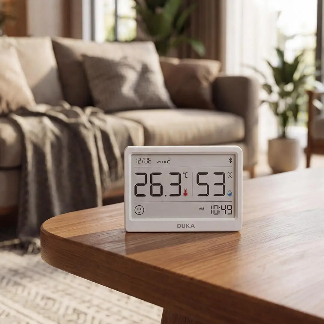 DUKA MOODA TH2 스마트 온습도 시계 센서 전자 디지털 습도계 기상 관측소 스마트 재미있는 알림