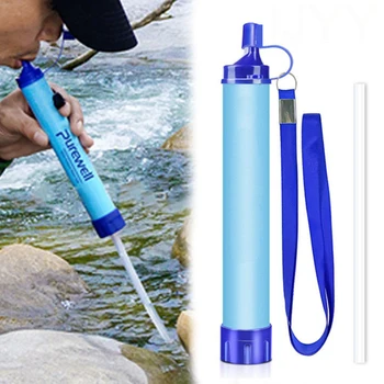 กลางแจ้งมินิกรองน้ํา Straw Camping Purification เครื่องกรองน้ําเดินป่าแบบพกพาสําหรับการอยู่รอดหรืออุปกรณ์ฉุกเฉิน 1