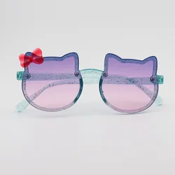 Gradient UV Resistant Sunglasses for Girls with Cute Cartoon Design (Purple)