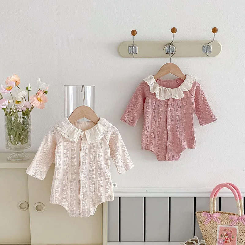 Cute Baby Girls Breathable Lace Bodysuit Jumpsuit