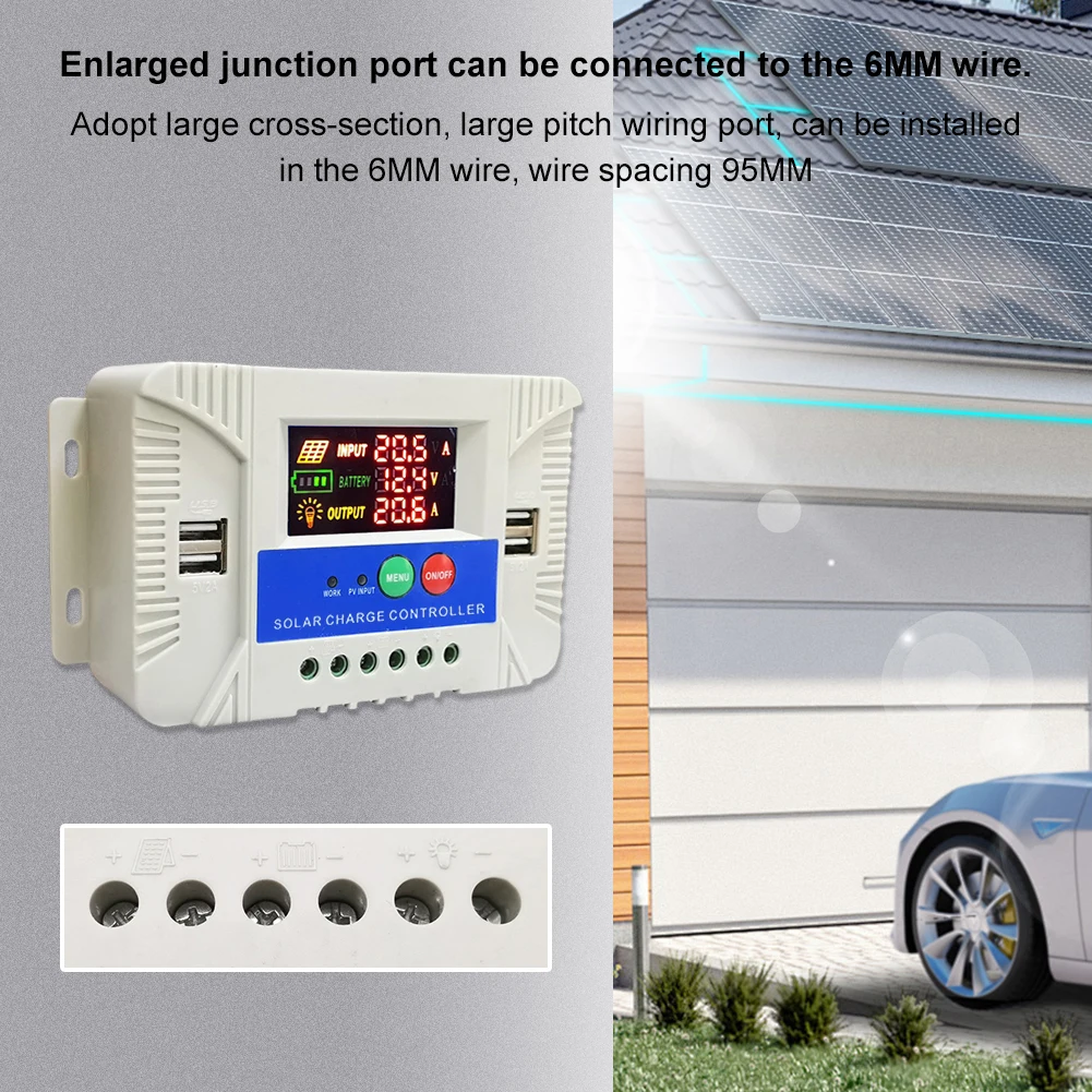 12V 24V Solar Power Controller Solar Panel Controller Lithium Battery Charge Controller for Lead-Acid Lithium Battery