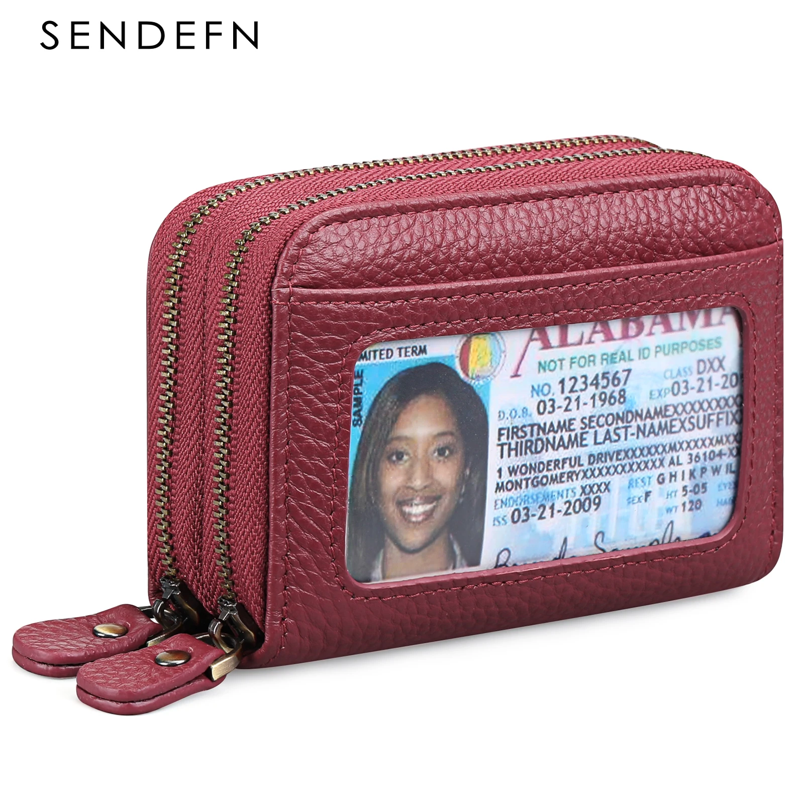 SENDEFN Small Womens Wallet Leather Bifold Card Holder RFID Blocking with Zipper Coin Pocket