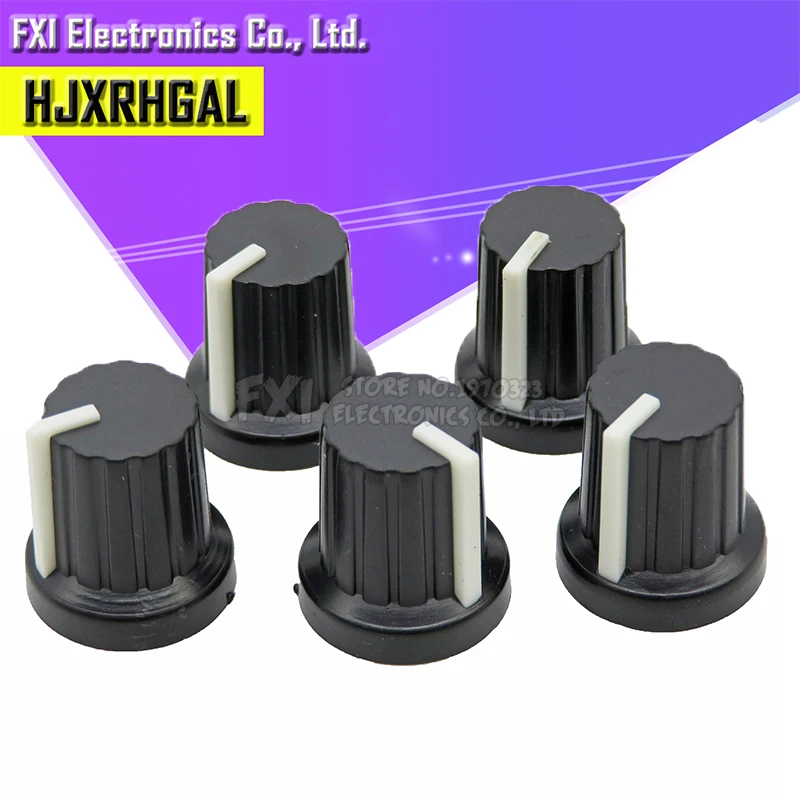 Potentiometer Knobs 10Pcs 6mm Shaft Hole Dia Plastic Threaded Knurled Potentiometer Knobs Caps wh148