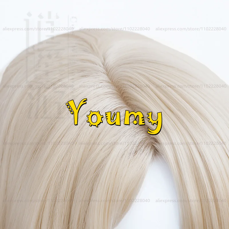 Freminet 코스프레 가발, 짧은 빛, 골든 베이지, 내열성 합성 가발, 30cm, 새로운 피부 가발
