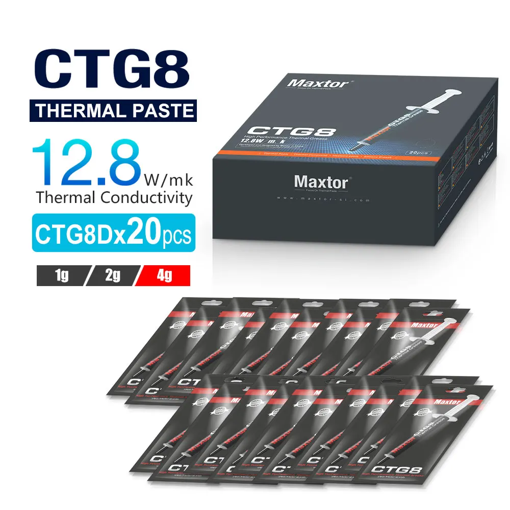 CTG8 Maxtor Thermal Paste Performance Thermal Conductive Grease pasta termica 12.8W/mk 1g2g/4g For Game PC PS4 CPU GPU Cooling thermal conductive paste thermal paste