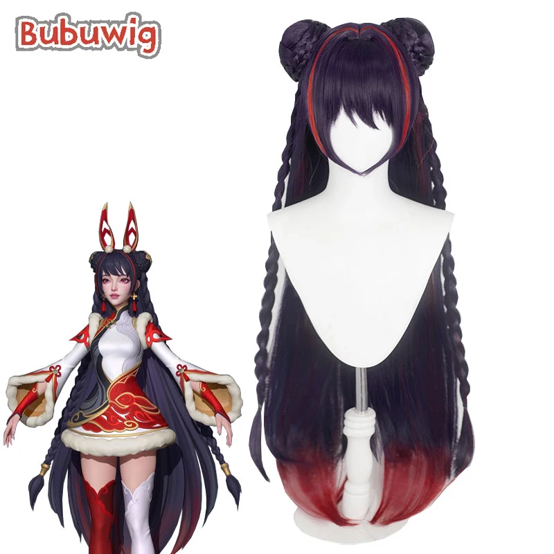 

Bubuwig Synthetic Hair Seraphine Cosplay Wigs LOL Mythmaker Seraphine 100cm Women Long Dark Purple Mixed Red Wig Heat Resistant