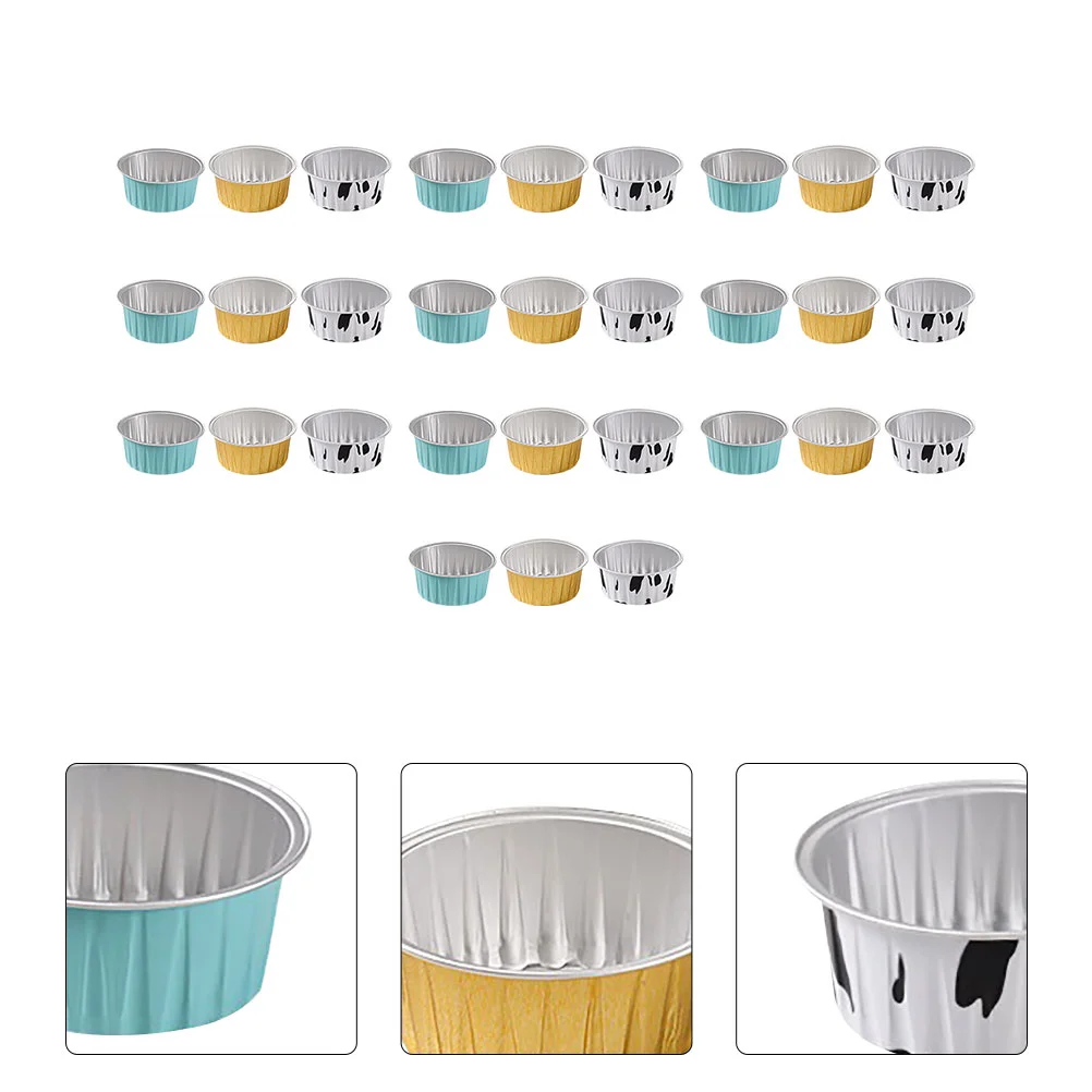 

30 Pcs Disposable Cake Plates Cups Cupcake Pans for Baking Tin Foil Dessert Container Wedding Tins Muffin Liners Baby