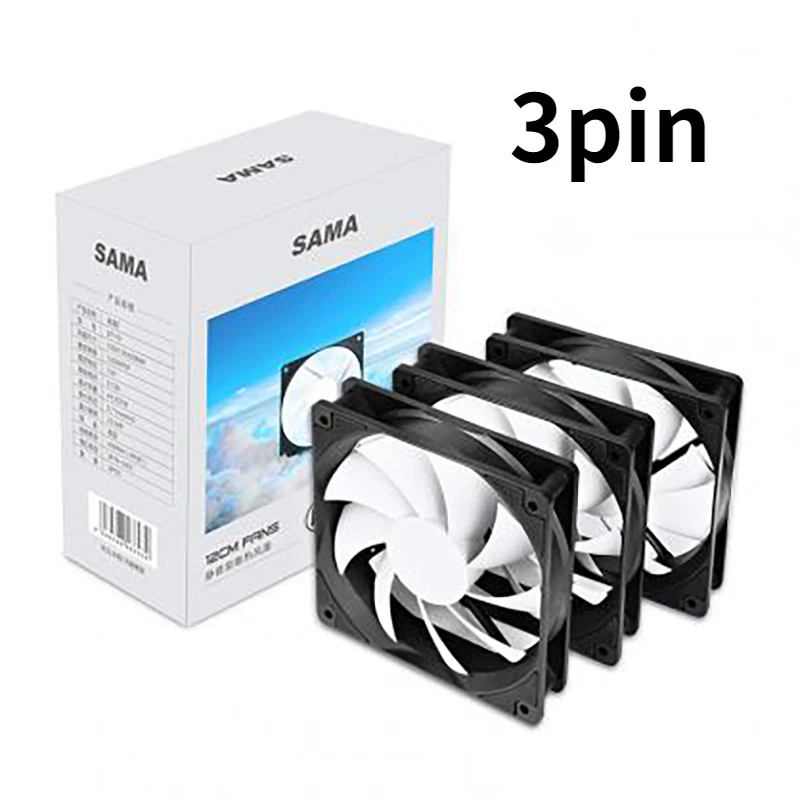 Sama-ventilador Silencioso da Caixa do Computador pc Cooler Corrigir a Velocidade sem Luz Led 40000h Ventilador Silencioso 3pin 120 mm 1200rpm 12v Peças