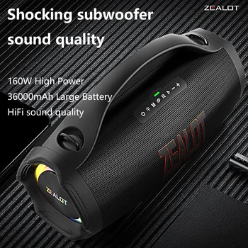Zealot S98 160W Wireless speaker, Outdoor Portable Subwoofer Speaker, Hifi Sound quality,Dual Pairing, Fast Charging,36000mAh. 2