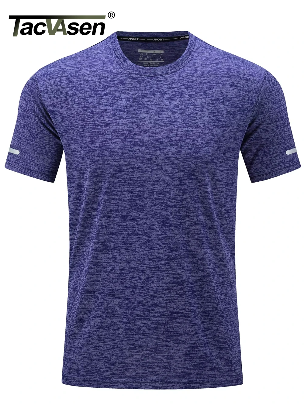 TACVASEN Quick Dry Summer T-shirts Mens Running Jogging T-shirts Crew Neck Athlete Sports Gym Fitness Pullover Reflective Shirts