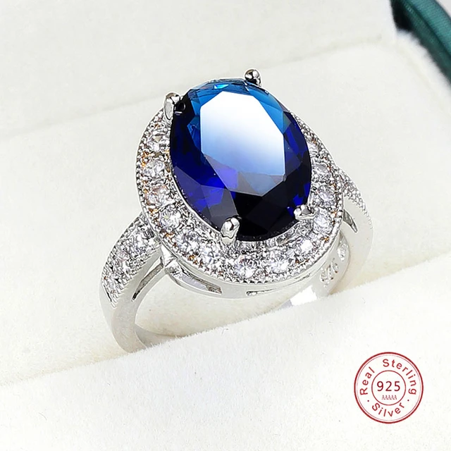 Stylish blue stone ring for women | Silveradda