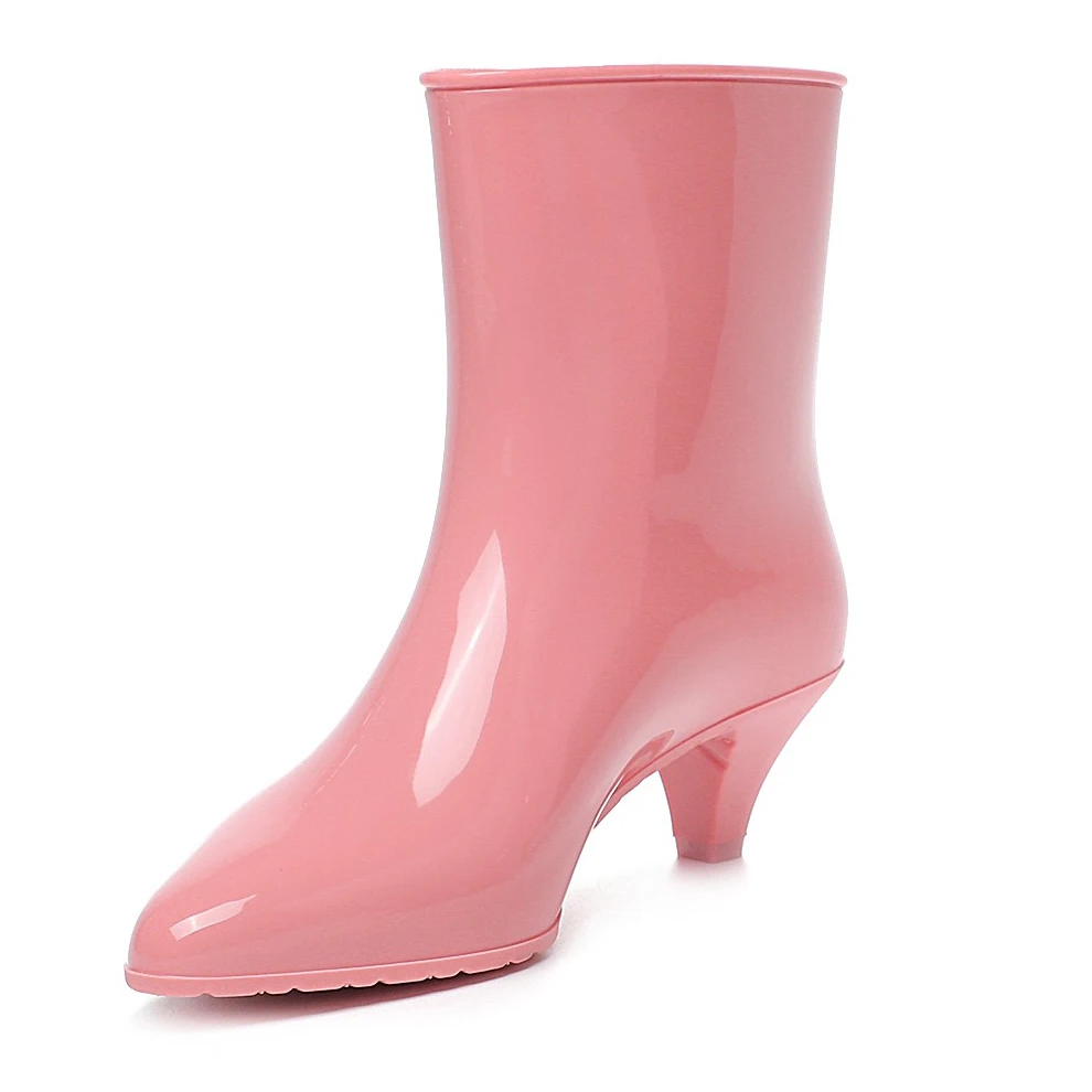

Autumn Winter New Lady Rain Boots Pointed Toe Low Heel Rubber Shoes Women Waterproof Fashion Ankle Boots Simple Girl Short Boots