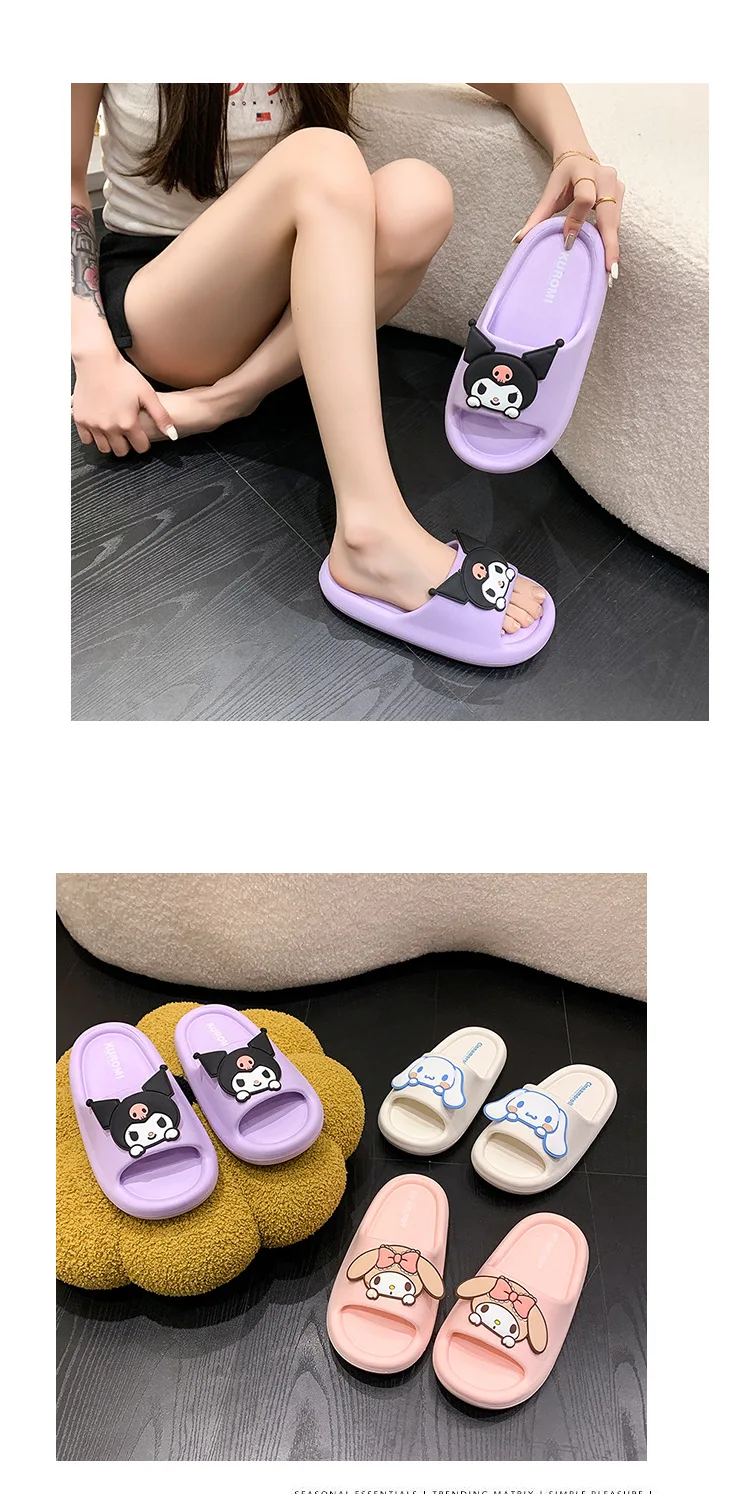 Sanrio Kuromi EVA-Slipper, süße Unisex-Paar-Hausschuhe, rutschfeste, geruchsresistente Indoor-Sandalen für die Familie – Detail 18