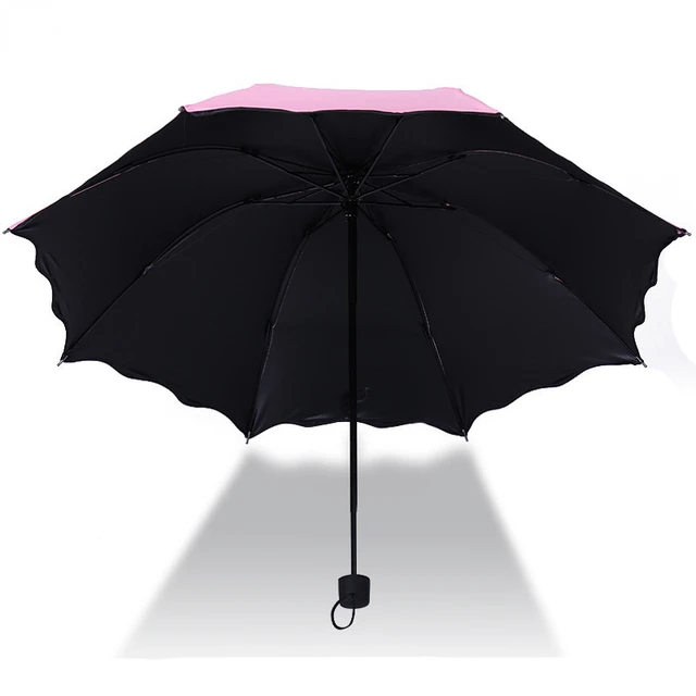 1Pc Hordozható Mini Vízbeszélgetés Virágos Napsütéses Esernyő Lady Uv Protection Egységes Színű Nap Szélálló Utazási - Image 3