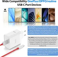For OnePlus 80W SuperVOOC EU Fast Wall Charger For OnePlus 10 Pro 11 12 13 15 Nord 4 5 CE 2 3 Lite OPPO Realme Type C USB Cable 6