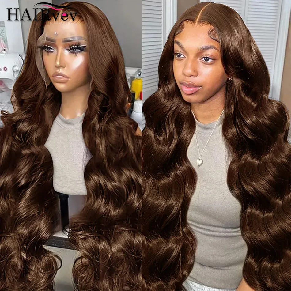 Human Hair Wigs 13x4 Chocolate Brown Lace Front Wig 100% Brazilian Human Hair Brown 13x6 HD Transparent Lace Frontal Wigs For Women Pre Plucked