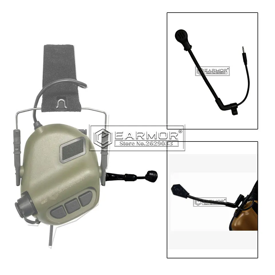 

OPSMEN EARMOR Tactical S04/S09/S10 Headset Microphone Replacement Boom mic collection for EARMOR M32 & M32H Tactical Headset