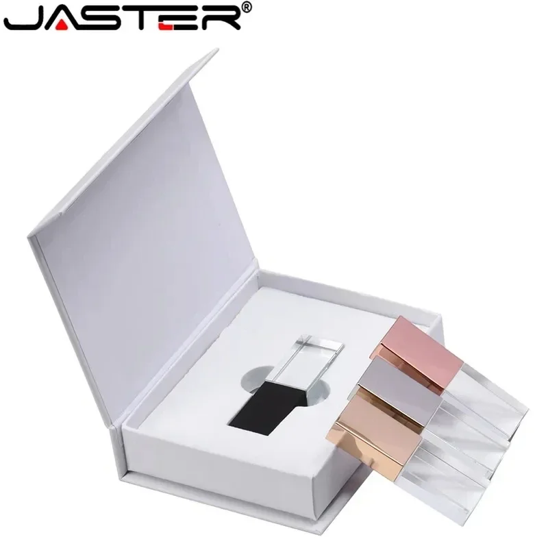 JASTER 새로운 크리스탈 로즈 골드 실버 블랙 골드 2.0 USB 플래시 드라이브, 선물 상자 포함, 4GB, 8GB, 16GB, 32GB, 64GB, 무료 커스텀 로고