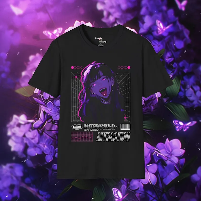 

Attraction Anime Girl Tee, Harajuku Y2K, Pastel Goth