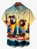 Attractive Parrot Men's Guitar Hawaiian shirts 3D Print Men's Summer Loose Beach Oversize Short-sleeved Top Men's Shirts For boy 1