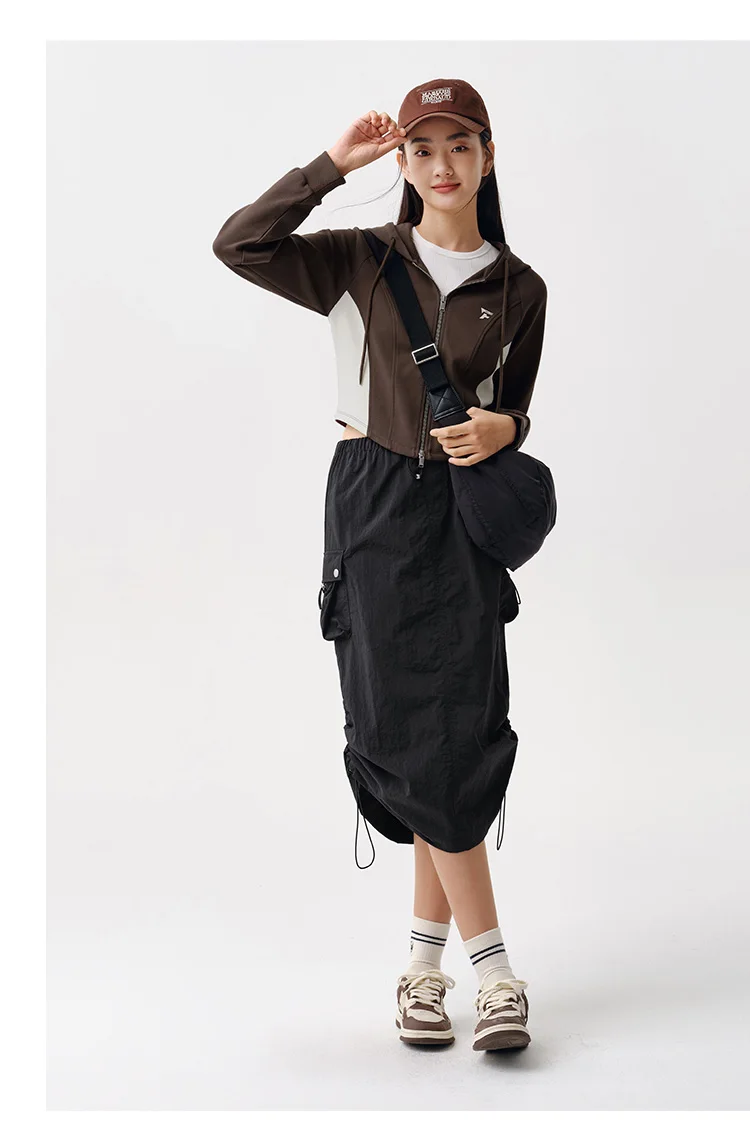 Outerwear Women Short Style Raglan-sleeved Vintage Simple Spring Slimming Skinny Hooded Jacket Sporty Style
