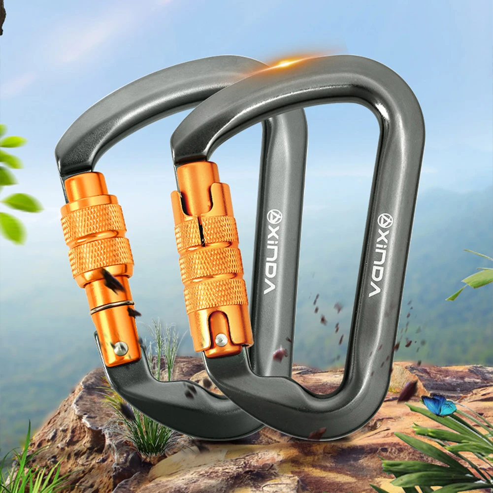 30kN Rock Climbing Carabiner Heavy Duty Caribeaner Clips Mountain Caribiniers for Rock Climbing Rappelling and Mountaineering