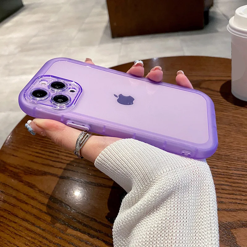 thumbnail image 1 of Funda de teléfono transparente a prueba de golpes para iPhone 16, 15, 14, 13, 11, 12 Pro Max, XR, X, XS Max, carcasa trasera suave de color caramelo a la moda, 1 of 4