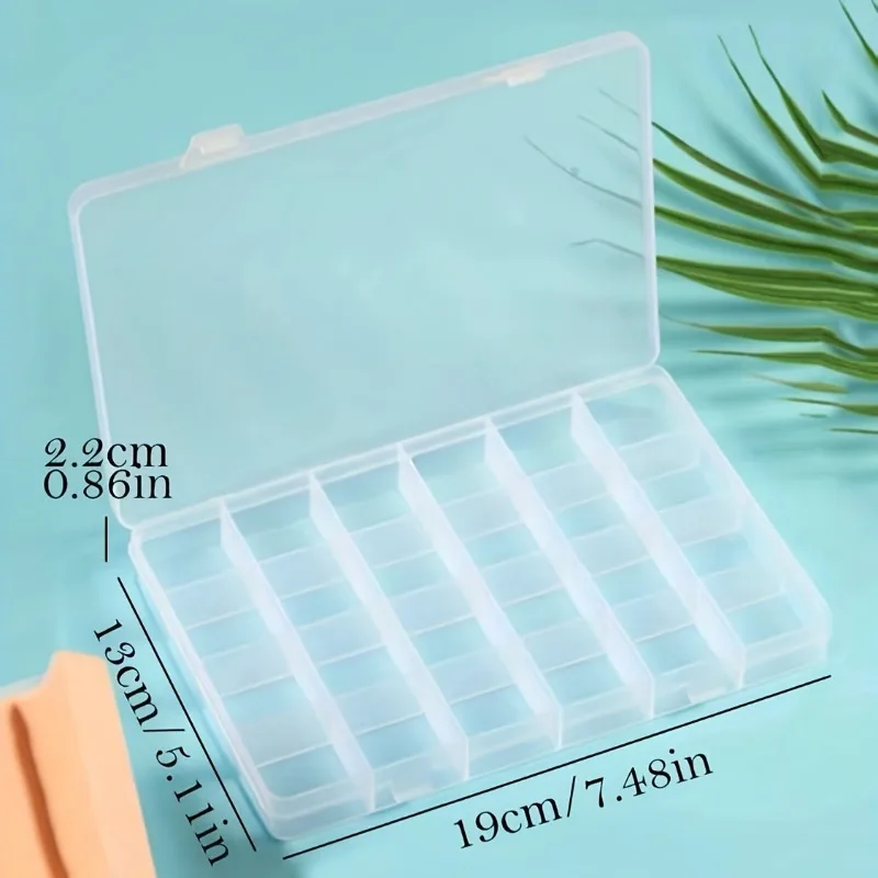 2pcs/pack 24-grid Clear Jewelry Box, Plastic Organizer Storage Container With Adjustable Dividers, For Jewelry Crafts Beads